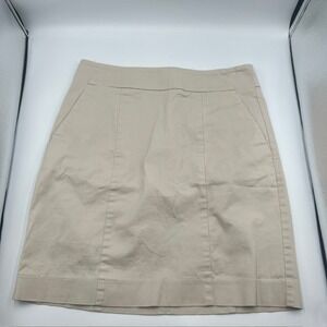 Ann Taylor Madison Fit Women's Beige Cotton Blend Career Casual Skirt Size 0